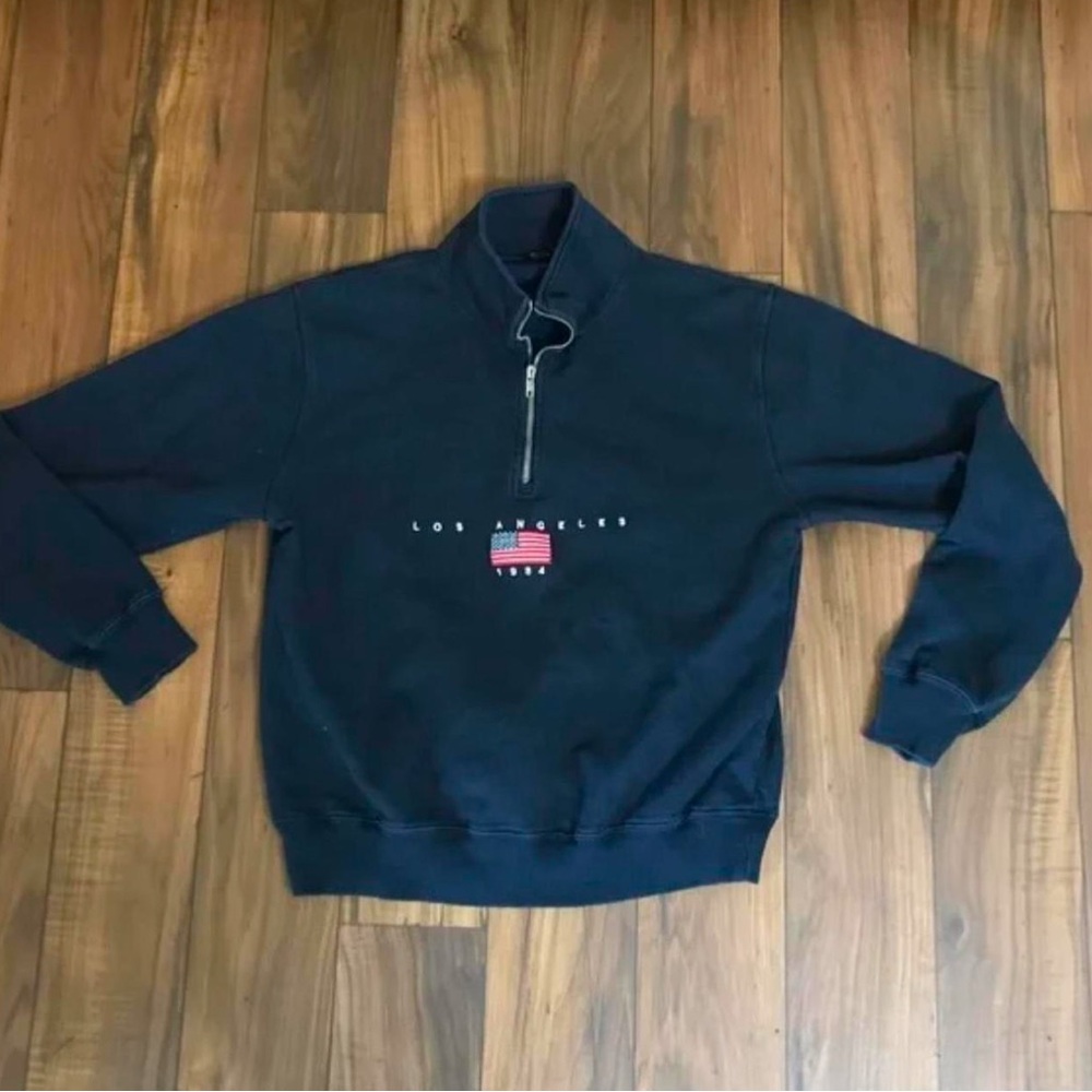 Brandy Melville Navy Quarter-Zip Sweatshirt